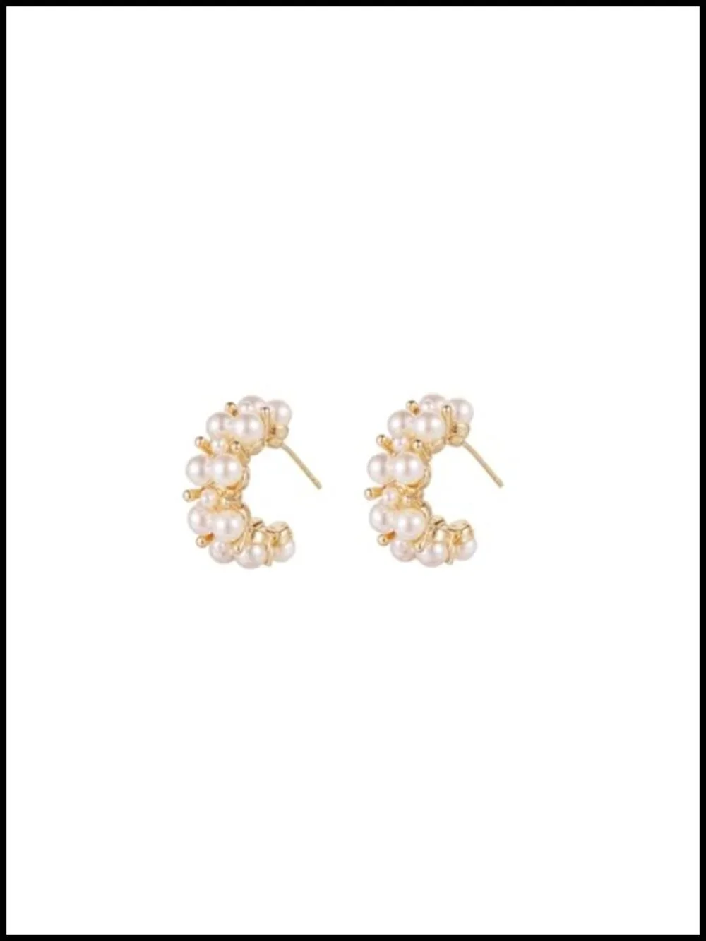 Pearl Hoop Statement Earrings for Women, Hypoallergenic 14K Gold Stainless
